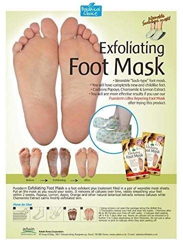 Purederm Exfoliating Foot Mask - Peels Away Calluses and Dead Skin in 2 Weeks! (3 Pack (3 Treatments), Regular) - BeesActive Australia