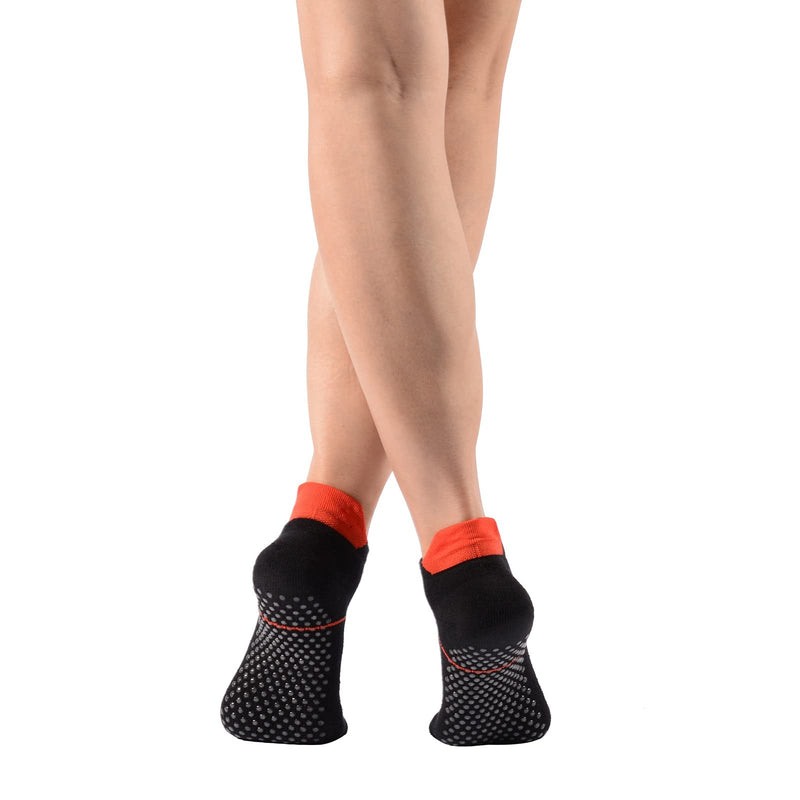 Women's Padded Anti Slip Grips Compression Low Cut Yoga Barre Pilate Socks 5-pack Black - BeesActive Australia
