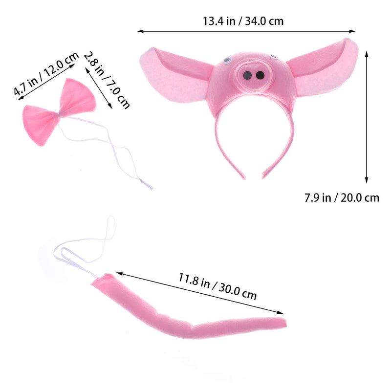 Amosfun Pig Ears Costume Headband with Bow Tie and Tail Pig Costume Accessory April Fool 's Day Children's Party Decoration Party Cosplay - BeesActive Australia