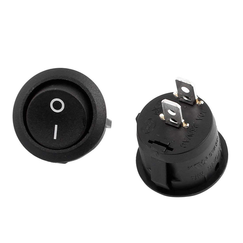 [AUSTRALIA] - RuoFeng 2-Pin Snap-In Round Rocker Latching ON/OFF Car/Boat Switch 10A/125V, 6A/250V Black Pack of 10 