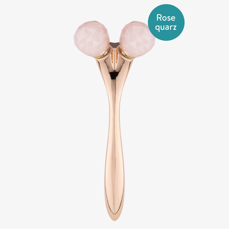 Navaris Rose Quartz 3D Face Roller - Facial Massager Facial Roller - Beauty Skincare Tool for Massaging Cooling Smoothing Skin Routine - Rose Gold - BeesActive Australia