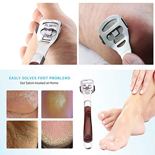 Foot Care Pedicure Callus Shaver Hard Skin Remover Wood Handle 10 Blades by CAPSPACE - BeesActive Australia