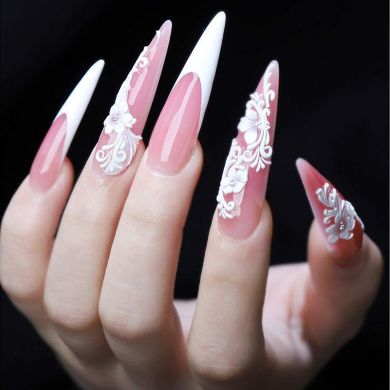 YIMART 500pcs Acrylic Medium Long Stiletto Nail Tips Easy Coffin Nails Sharp False Nail Art Tips For Nails Salon (Clear) - BeesActive Australia