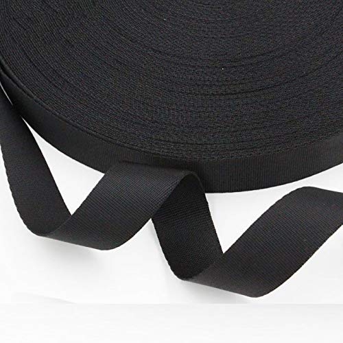 Atneway 1 Roll 10 Yards 0.75 Inch Wide Flat Nylon Webbing Strap for DIY Making Luggage Strap, Dog Leashes, Lawn Chairs, Hammocks, Towing, Outdoor Activities, Canoe Seat, Furniture, Slings - Black - BeesActive Australia