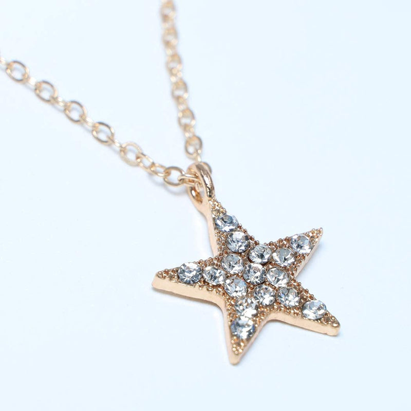 TseanYi Bohemian Star Necklace Choker Gold Small Flat Star Pendant Necklace Celestial Chain Necklace Jewelry for Women and Girls (Star) - BeesActive Australia