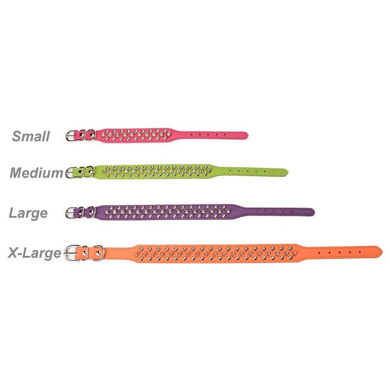 Aolove Mushrooms Spiked Rivet Studded Adjustable Pu Leather Pet Collars for Cats Puppy Dogs 8.2"-10.6" Neck Orange - BeesActive Australia
