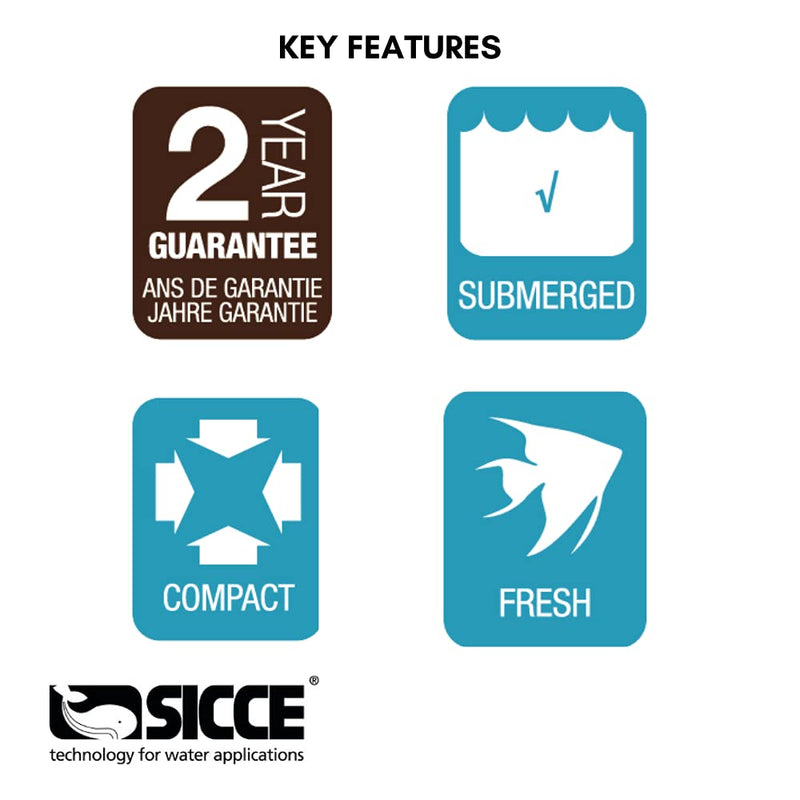 SICCE MICRA Compact Aquarium Pump, 90 GPH, for submerged use in freshwater and saltwater - BeesActive Australia