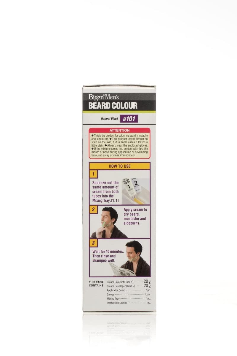 3 x Bigen Men's Beard Colour | No Ammonia Formula with Aloe Extract & Olive Oil - 101 Natural Black - BeesActive Australia