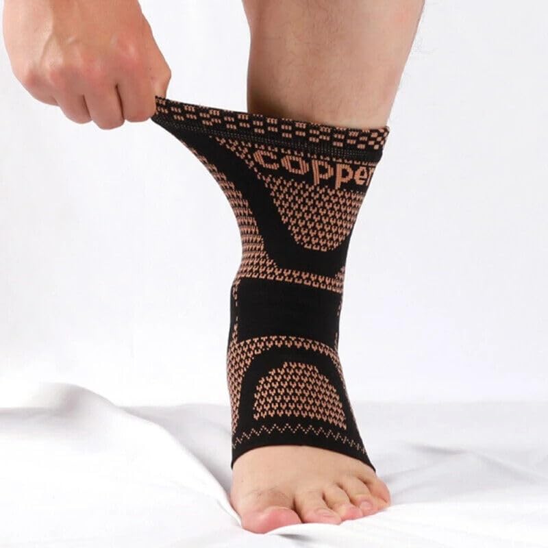 Copper Compression Sleeve Ankle Support Brace for Men & Women | Compression Ankle Support Foot Socks | Ankle Support Strap for Pain Relief, Arthritis, Running, Swelling, Plantar Fasciitis, Sports (S) S - BeesActive Australia