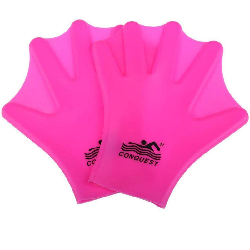 [AUSTRALIA] - OneMoreDealDirect OMDD Silicone Webbed Swimming Gloves Aqua Fit Swim Training Gloves Web Gloves for Swimming,Closed Full Finger Webbed Water Gloves for Unisex Kids,2PCS Pink 