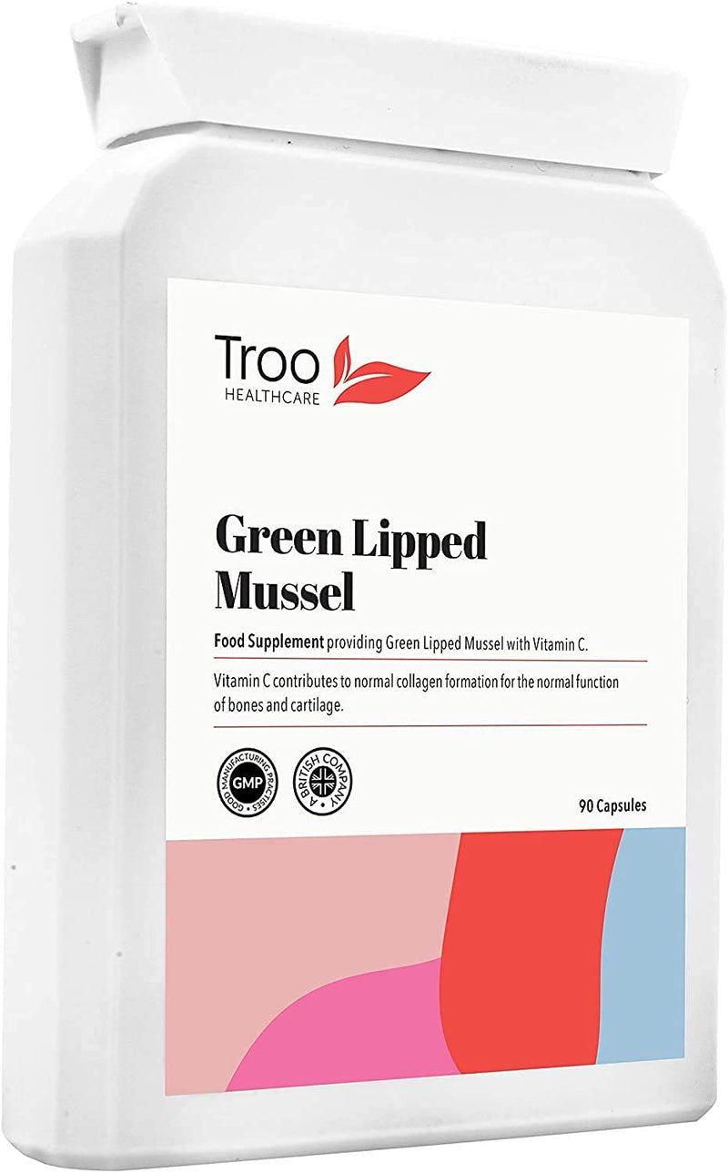Green Lipped Mussel Supplement 500mg - 90 Capsules - High Grade New Zealand Sourced Green Mussel Extract Enhanced with Vitamin C for Collagen Formation Joint and Bone Support - Co2 Extracted for Maximum Lipid Content - No Fillers - BeesActive Australia