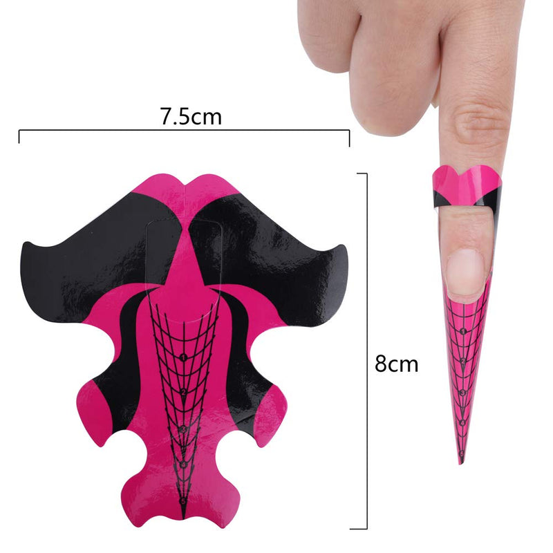 NMKL 100PCS Adhesive Stiletto Nail Forms System for UV Gel Acrylic Nail Tips Extension (Red Fish) - BeesActive Australia