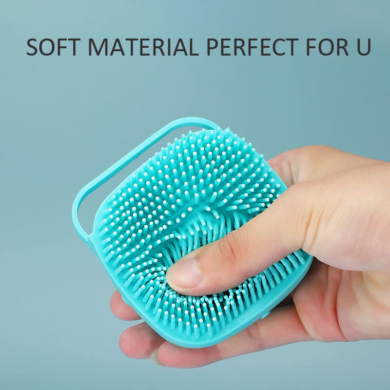 Dog Bath Brush Scrubber Soft Silicone Pet Grooming Brush Bath Shampoo Massage Dispenser Shower Brush For Short Long Haired Dogs And Cats (Blue+Pink) Set B - BeesActive Australia