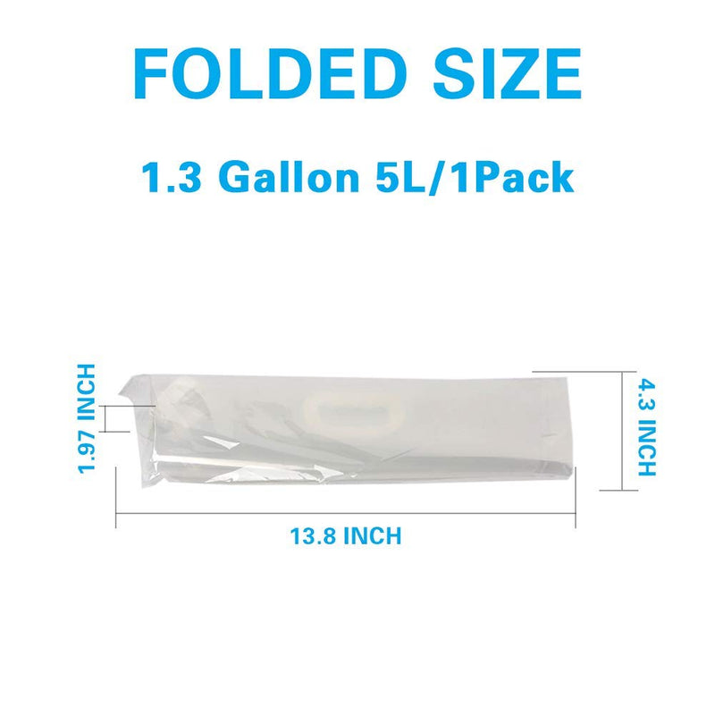 1.3 Gallon /2.6 Gallon Collapsible Water Container Bag, BPA Free Food Grade Clear Plastic Storage Jug for Sport Camping Riding Mountaineer,Freezable,Food Grade (1.3 Gal, 1-pack) 1.3 Gal/5L--1-pack - BeesActive Australia