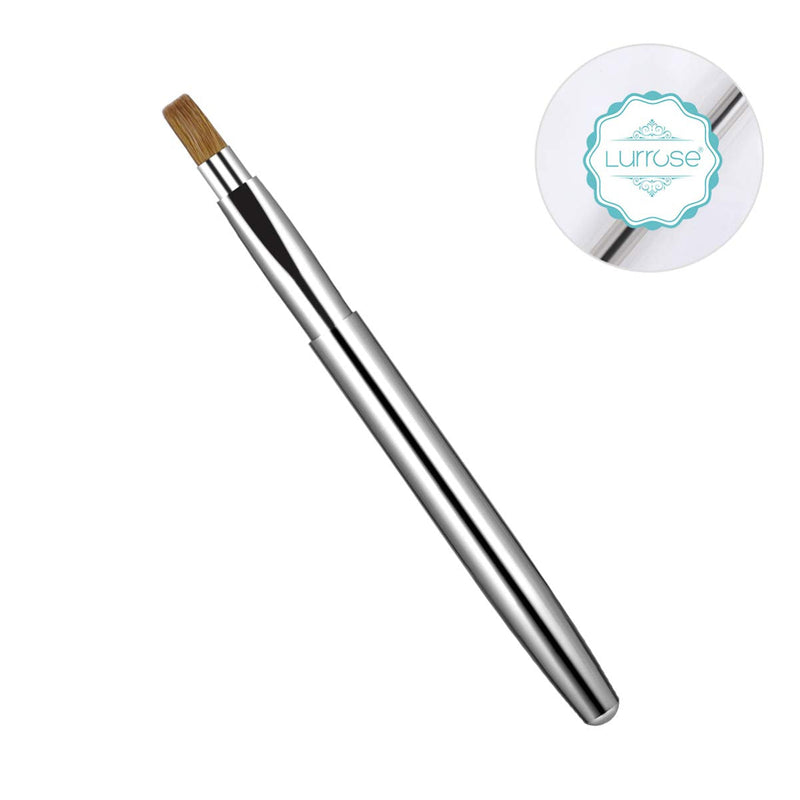 Lurrose Lip Brush Retractable Lipstick Applicators Professional Makeup Brush with Cap for Travel (Silver) - BeesActive Australia