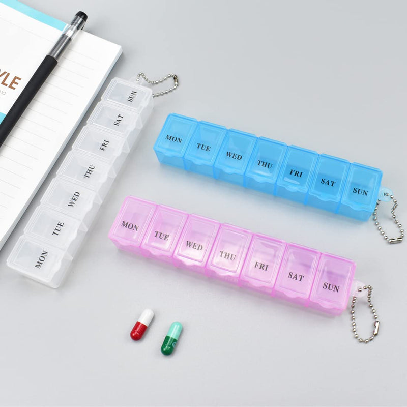 3 Pcs Pill Box Organiser 7 Day One Time a Day Pill Dispenser Storage Case for Medication Supplements Vitamins and Cod Liver Oil - BeesActive Australia