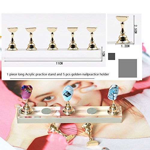 wesell Acrylic Nail Art Practice Stands Magnetic Nail Tips Holders Training Fingernail Display Stands DIY Nail Crystal Holders Manicure Tools,2 Set 2 set - BeesActive Australia