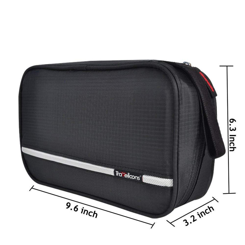 Hanging Toiletry Bag Waterproof, Jiemei Travel Wash Bag for Men & Women with 4 Compartments, Foldable Compact Size, Super Durable Fabric (M, Black) M - BeesActive Australia
