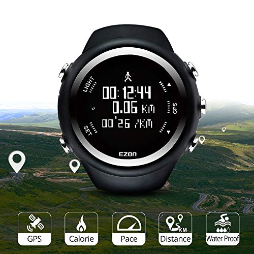 EZON GPS Running Watch with Speed Distance Pace Alarm and Calorie Counter and Stopwatch for Men T031B01 Black - BeesActive Australia
