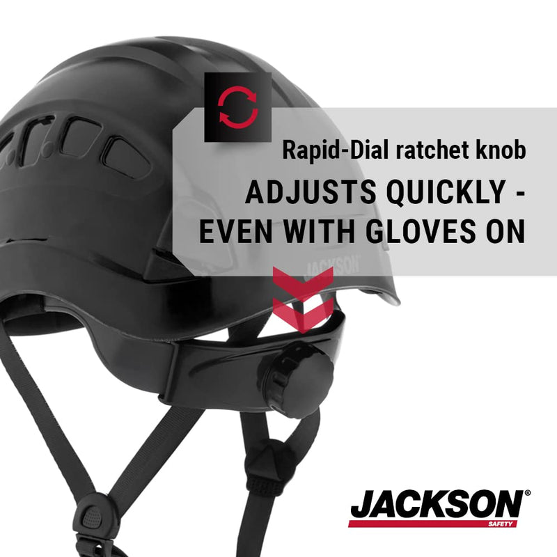 Jackson Safety CH-400V Hard Hat, Industrial"Climbing" Style, 6-pt.Suspension, Vented, Black, 20927 - BeesActive Australia