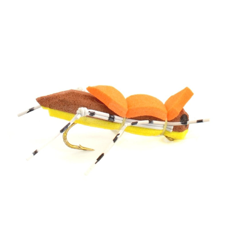 The Fly Fishing Place Basics Collection - Foam Hoppers Dry Fly Assortment - 10 Dry Fishing Grasshopper Flies - 5 Patterns - Hook Size 10 - BeesActive Australia