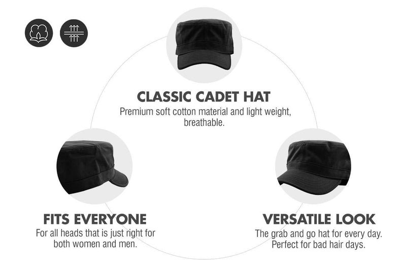 Cadet Army Cap Basic Everyday Military Style Hat (Now with STASH Pocket Version Available) Large Black Daily Cadet - BeesActive Australia