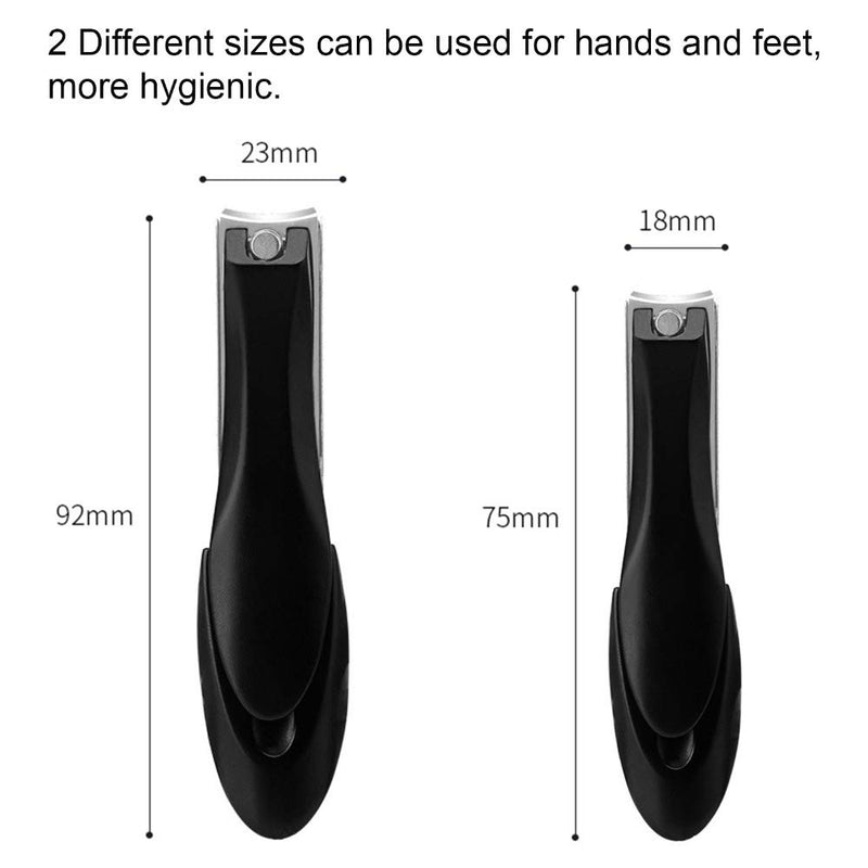 Nail Clipper Pinkiou Black Straight Edge Nail Clipper Stainless Steel Nail Cutter For Fingernail Toenail (2 Pieces) - BeesActive Australia