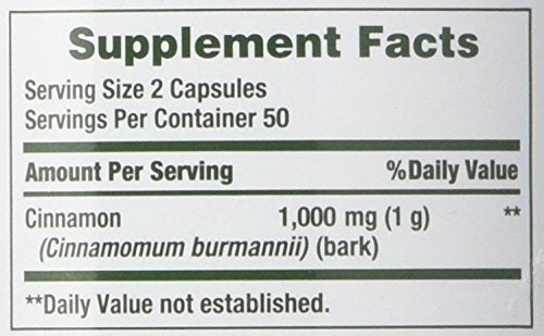 Nature's Bounty Cinnamon 1,000 mg Caps, 100 ct - BeesActive Australia