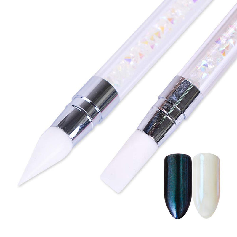 AKOAK 1 Pack Nail Art Double-head Silicone Pen, Smudge, Powder, Point Drill Multi-purpose Silicone Pen DIY Nail Tool - BeesActive Australia