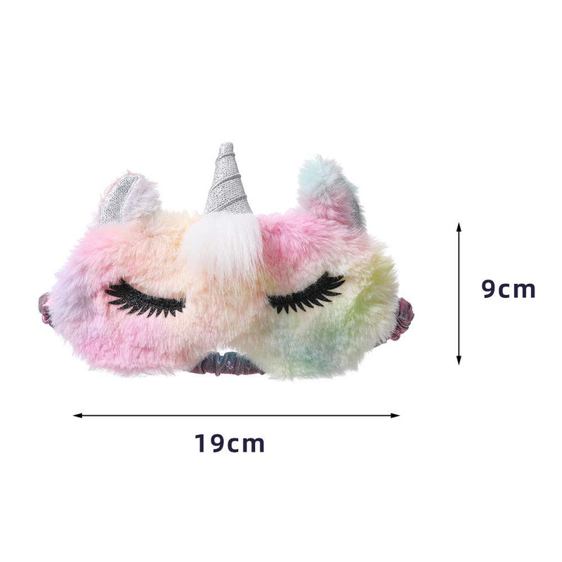 Cute Fluffy Faux Fur Unicorn Cartoon Animal Sleeping Sleep Mask Eye Shade Cover Funny Eye Mask for Sleeping Women Girls Kids - BeesActive Australia