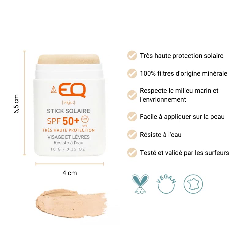 Eq | Natural Mineral Sun Stick Balm SPF50+ - Face Body - Very High Solar UVA UVB Protection 10g - Gold - BeesActive Australia