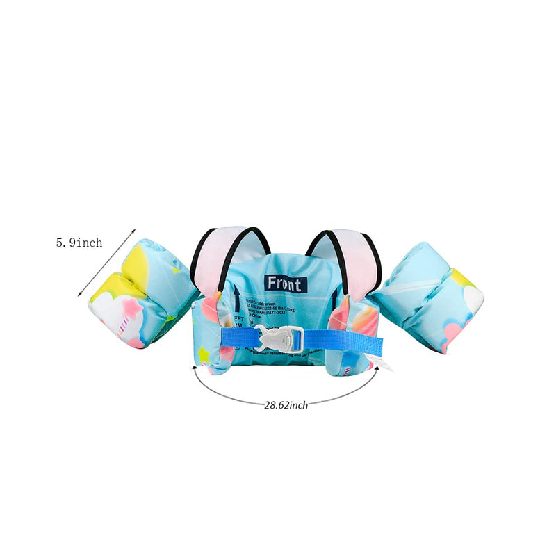 Kids Swim Vest for Children Learn Swimming Training,Foldable Swim Vest Jacket for 22-66 lbs Boys/Girls Sea Beach Pool Pink Starfish - BeesActive Australia