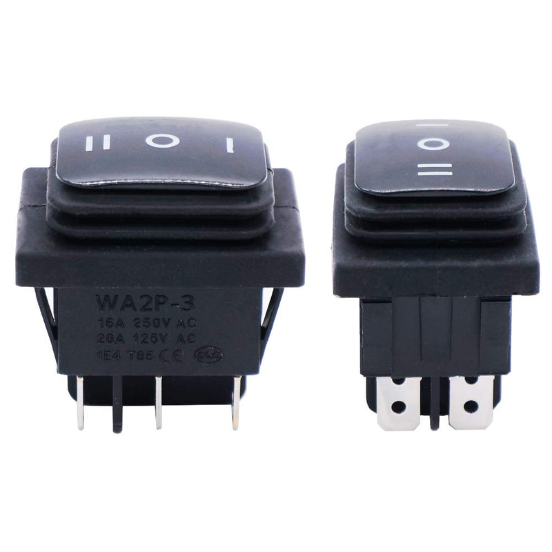 [AUSTRALIA] - Twidec/2Pcs Waterproof Rocker Toggle Switch 16A 250V 20A 125V AC 6 Pins 3 Position ON/Off/ON DPST Boat Or Car Black KCD4-203N-BK 