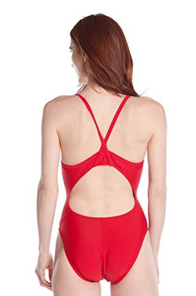 [AUSTRALIA] - LIFEGUARD Officially Licensed Swimsuit for Women & Ladies, One Piece Lycra Swimming Suit, Elastic Comfort Straps. Red 32 