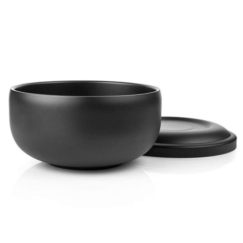 QSHAVE Stainless Steel Shaving Bowl with Lid 4 Inch Diameter Large Deep Size Matte Black Chrome Coating - BeesActive Australia