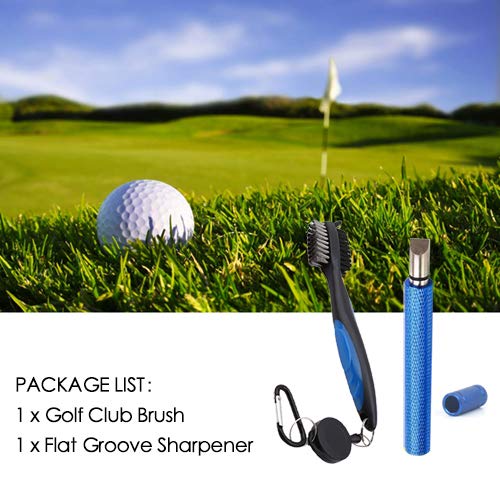 VIPMOON Golf Clean Tool Set -Retractable Golf Club Brush and 2 Golf Club Groove Sharpener, for U & V-Grooves, Sharp and Clean Kits for All Golf Irons Flat - BeesActive Australia