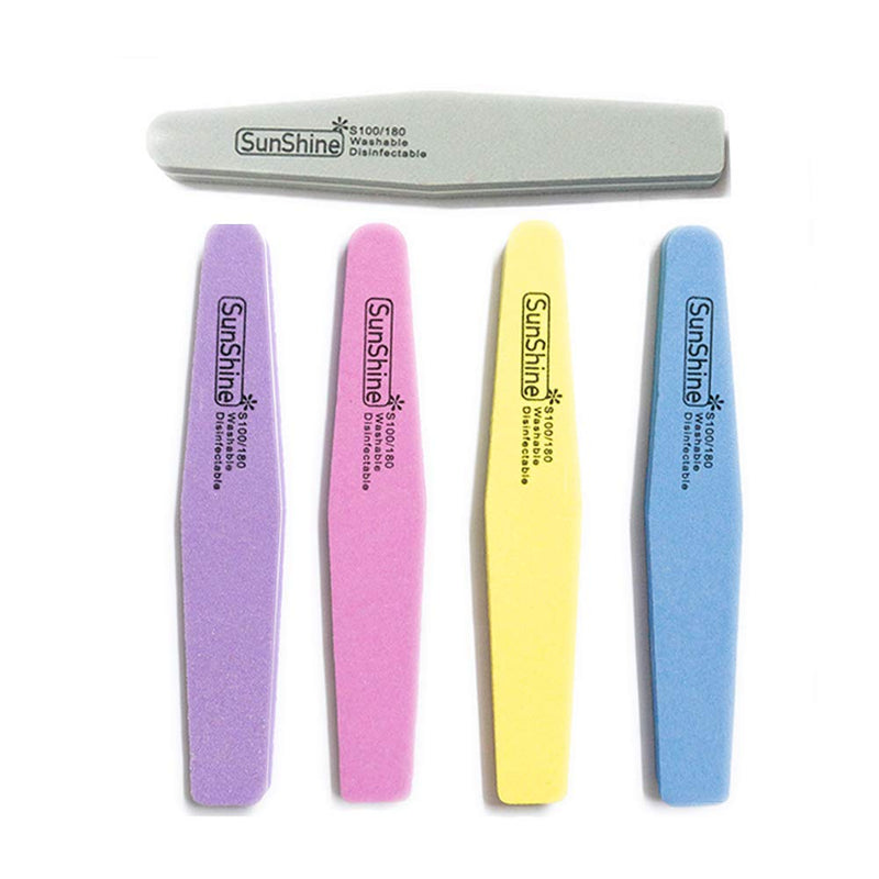 WEILUSI Professional Manicure Tools Kit Nail Art Care Buffer Tools 100/180 Grit Doublesided Nail Files 5pcs - BeesActive Australia