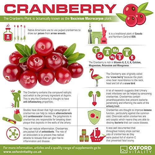 Cranberry Extract 7,200mg Tablets | High Strength Tablets for Bladder Health | Oxford Vitality 120 - BeesActive Australia