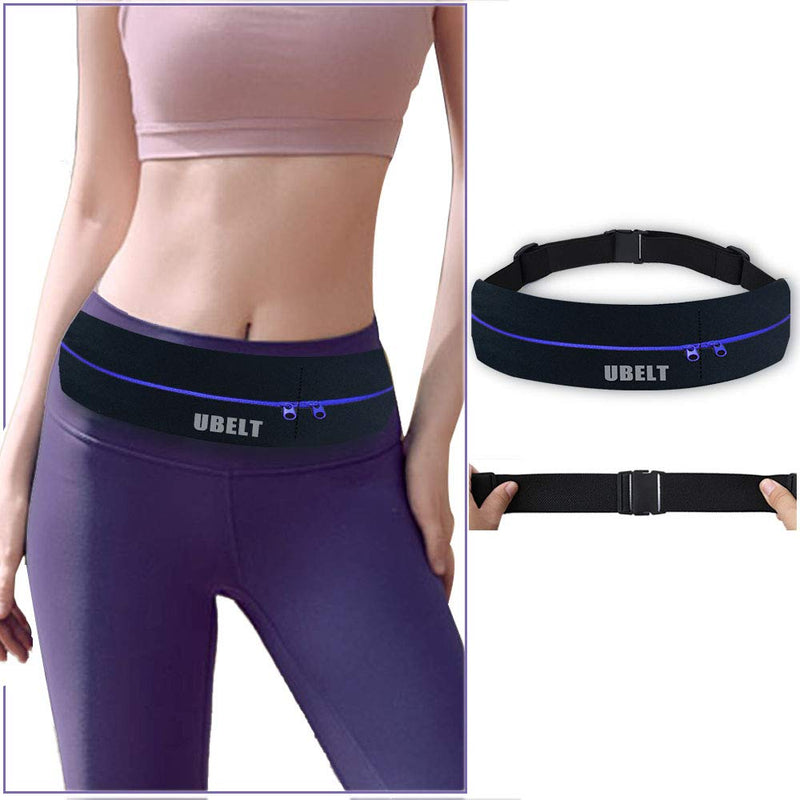 UBELT Running Belt Phone Holder Waist Pack for Hiking Travel Walking Fitness Jogging Gym for iPhone 11 Xr Xs Max 8Plus Galaxy S10 Edge Men Women BUCKLE BLUE ZIPPER 27"-45" - BeesActive Australia