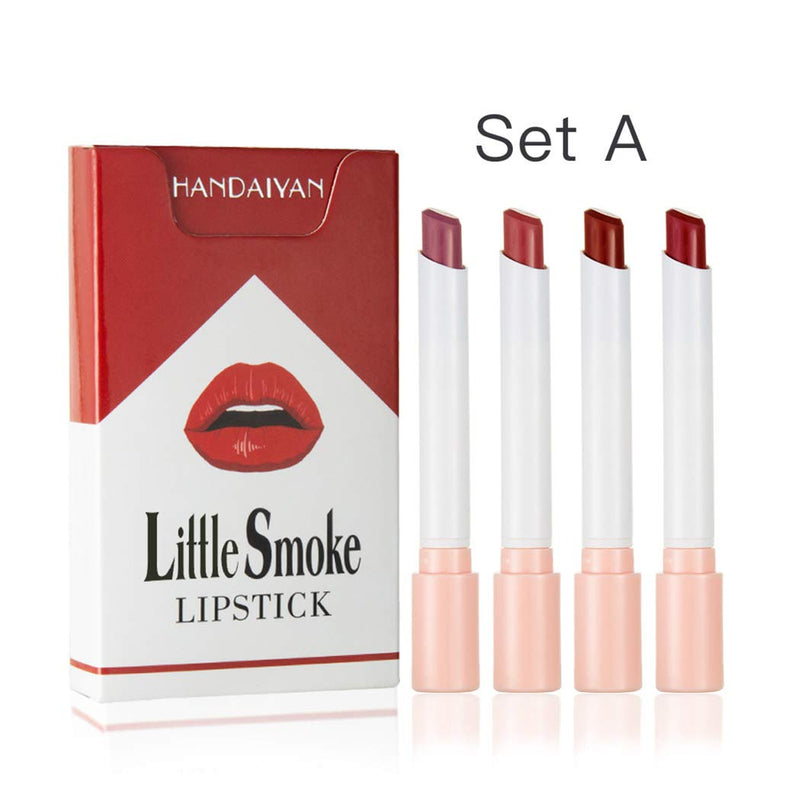 Eyret Smoke Tube Lipstick Suit Matte Waterproof Lipsticks Set Longwear Durable Lip Stick Pack for Women and Girls(4Pcs)(E-Set A) E-Set A - BeesActive Australia