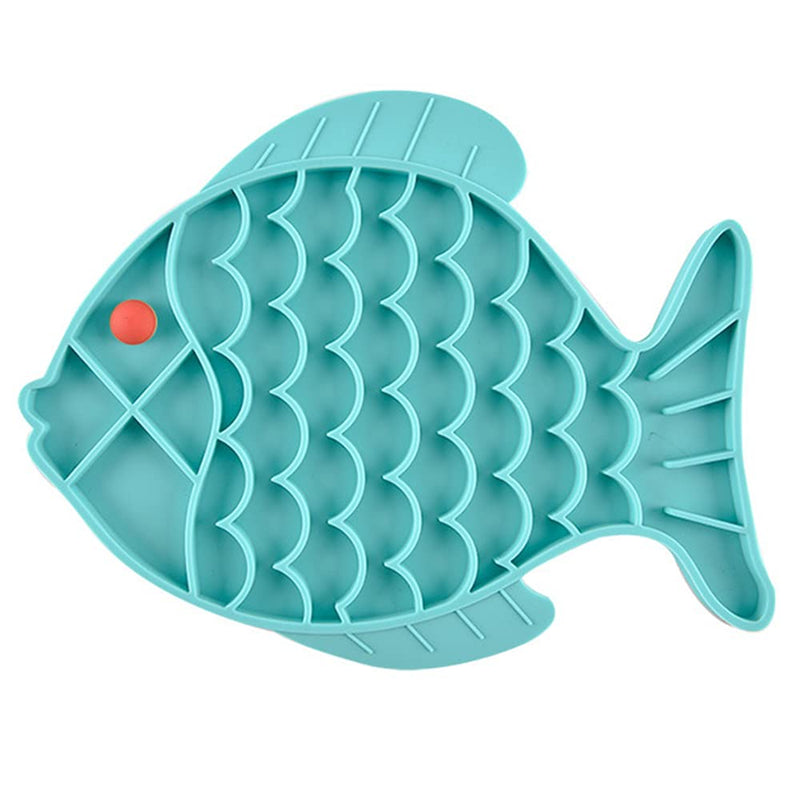 Cat Feeders Slow Feeder Cat Bowl, Fish Shape Silicone Puzzle Feeder Kitten Bowl Fun Interactive Feeder Bowl Preventing Pet Feeder Anti-gulping Healthy Eating Diet Cat Bowls，Cat &Dog Anxiety Relief blue - BeesActive Australia