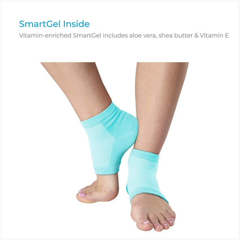 NatraCure Vented Moisturizing Gel Heel Sleeves - (Skin softening footcare treatment socks for Cracked heels, Dry feet, Foot calluses, Rough heel socks - (608-M CAT) - Color: Aqua Blue - Size: Regular One Size - BeesActive Australia