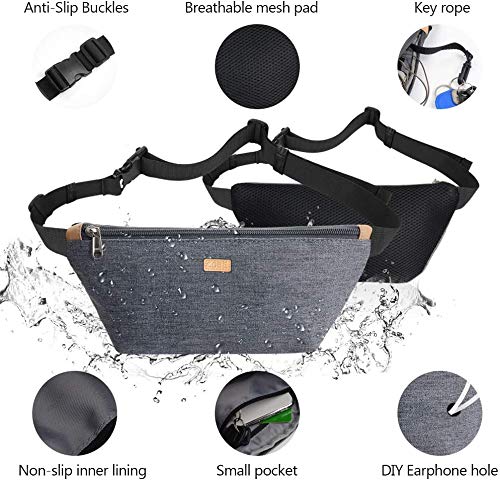 CGBE Waist Bag for Women Men, Running Fanny Pack Belt Bag with Adjustable Strap for Casual Hiking Cycling Dog Walking Fishing Gray - BeesActive Australia