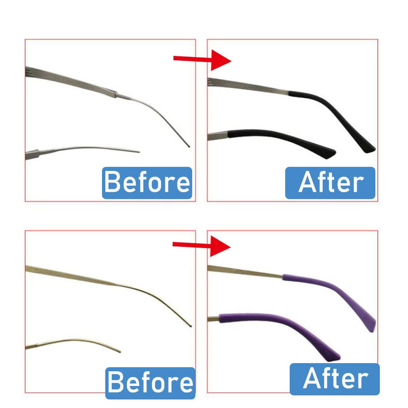 OPUGIT Eyeglass Replacement Temples, Silicone Eyeglass End Tips Ear Sock Pieces Tube Sleeve for Thin Metal Eyeglass Legs, 8 Pairs,Black Black - BeesActive Australia
