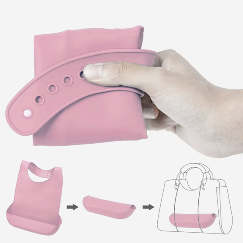 YYGMSS Waterproof Bibs for Adult, Silicone Adult Bibs with Crumb Catcher, Adjustable Bib for Elderly Women Eating (Pink, Large) - BeesActive Australia