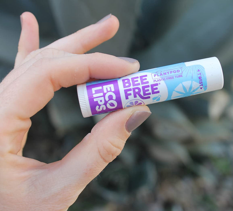 Eco Lips Bee Free Vegan Unscented 100% Natural Lip Balm - Soothe and Moisturize Dry, Cracked and Chapped Lips - 100% Plastic-Free Plant Pod Packaging - Made in USA (6 Tubes) - BeesActive Australia