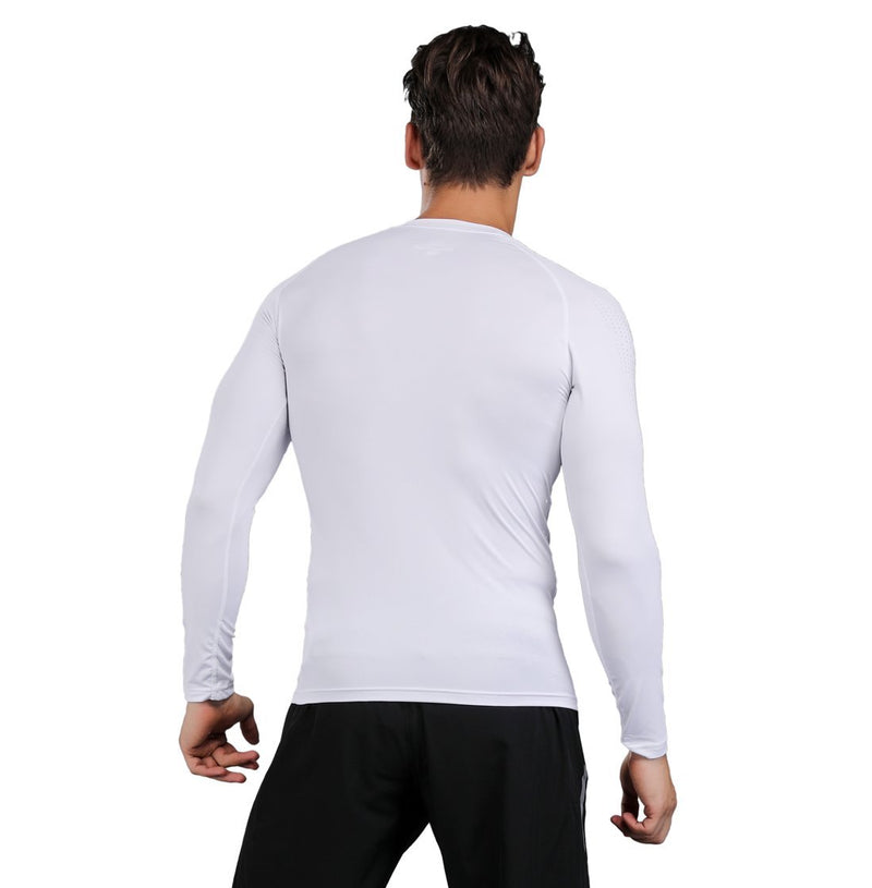 LIERDAR Men's Long Sleeve Compression Baselayer Workout Shirt White Small - BeesActive Australia