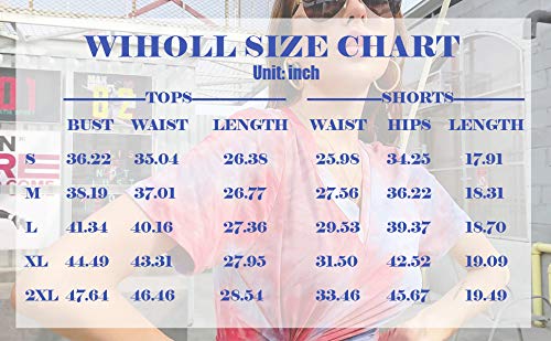 WIHOLL Two Piece Outfits for Women Short Sleeve V Neck Biker Shorts Set 2-blue Black XX-Large - BeesActive Australia
