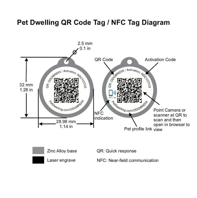 Pet Dwelling 2D QR Code Pet ID Tag - Dog Tags - Cat Tags - Online Pet Profile - Instant Email Alert - Scanned QR Tag GPS Location Pink Paw 2d - BeesActive Australia