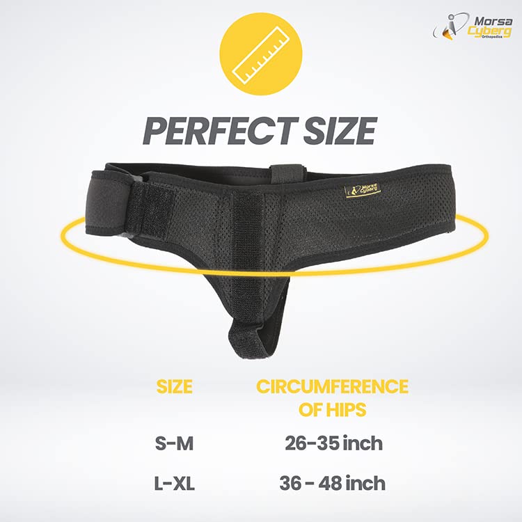 Morsa Cyberg Inguinal Hernia Belt for Men and Women - Hernia Support Binder, Groin Pain Relief, Pre Post Surgery Prevention Inguinal Hernia Truss, Removable Compression Pad, Adjustable Velcro & Strap / LEFT (Black, S / M) Black - BeesActive Australia